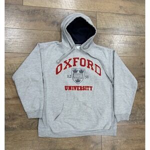 Vintage Oxford‎ University Embroidered Hoodie Sweatshirt Grey Red Medium